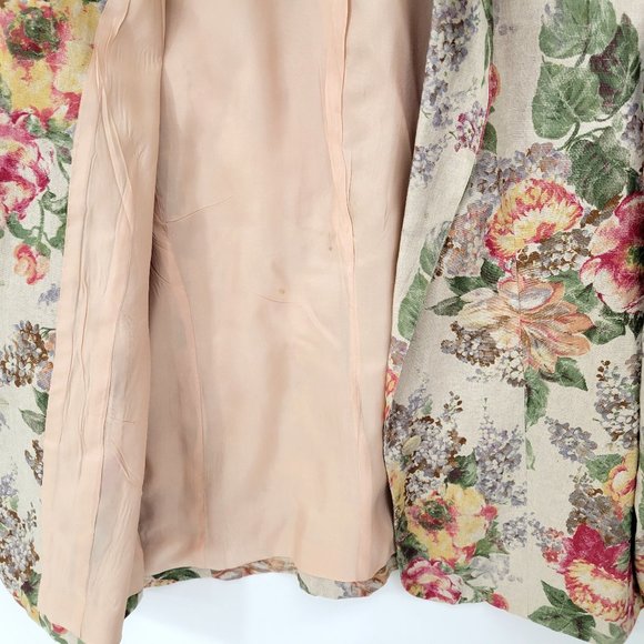 Talbots Petites Floral Linen Blazer Cottagecore Romantic Vintage - Picture 6 of 7